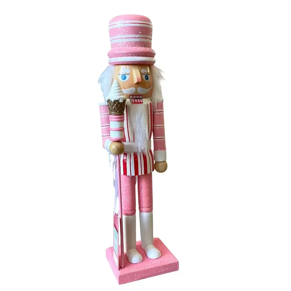 Sweet Treats 14in Valentine Nutcracker Holding Ice Cream Staff Pink White XO NEW